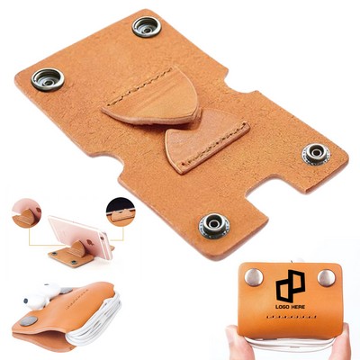 Wired Earphone Leather Storage Organizer
