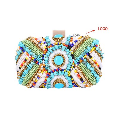 Colorful Handmade Beaded Clutch Bag