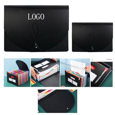 Black Three-side Sealed Accordion Document Folders