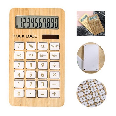 Wooden Solar Calculator Standard Function Desktop Calculator