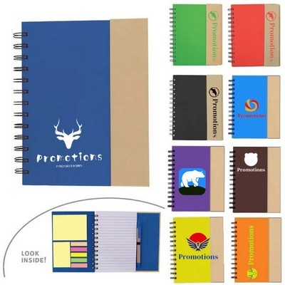 Eco-Recycled Magnetic Journal with Sticky Notes and Flags