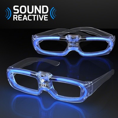 Sound Reactive Lights Blue Party Shades, 80s Style - BLANK