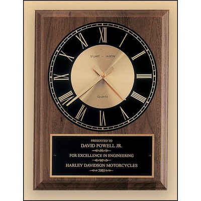 American Walnut Vertical Quartz Wall Clock w/Round Face (9"x 12")