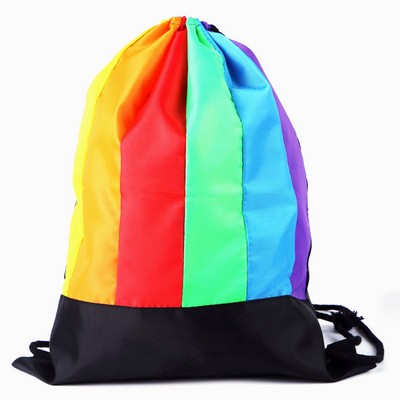 Rainbow Stripped Drawstring Backpack