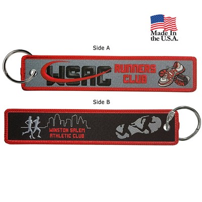 USA Made Big Size 2 Side 4CP Dye Sub Key Ring with Merrow Border