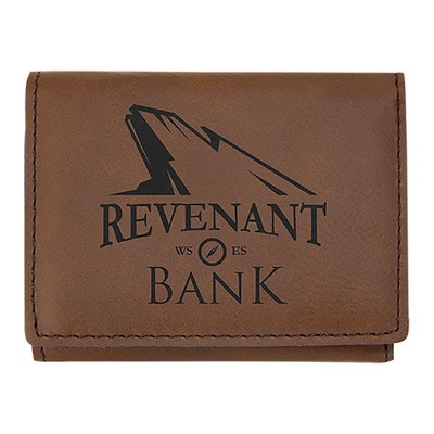 3" x 4" Dark Brown Leatherette Trifold Wallet