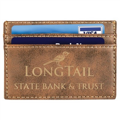 4" x 2 3/4" Rustic/Gold Leatherette Wallet Clip