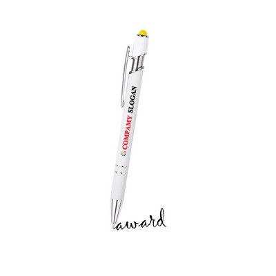 White Soft Touch Stylus Laser Engraved Metal Pen