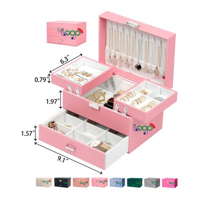 PU Leather 3 Layers Jewelry Gift Box