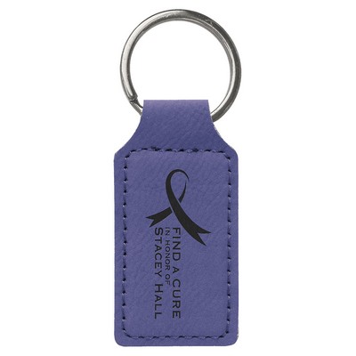 2.75" x 1.25" Purple Leatherette Rectangle Keychain