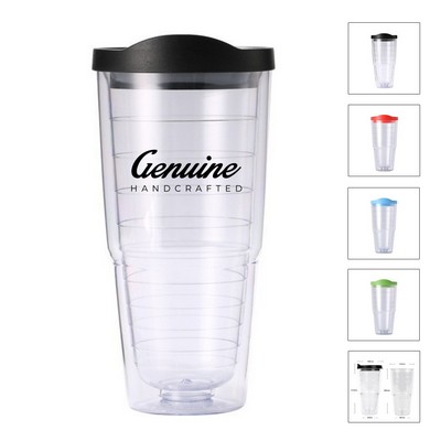 24Oz Double Wall Plastic Clear Insulated Tumbler