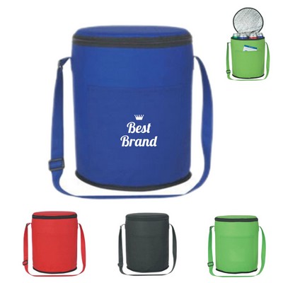 Reusable Round Cooler Tote With adjustable shoulder strap