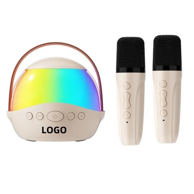 Mini Karaoke Machine with 2 Microphones Portable Speaker