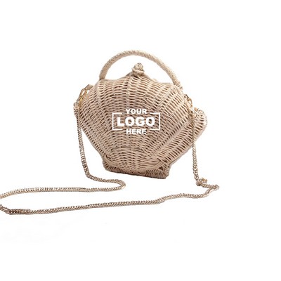 Seashell Chain Woven Clutch