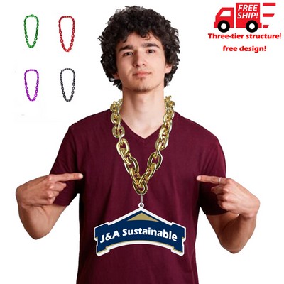 Bold 3D Superfan Chain Necklace with Detachable EVA Emblem