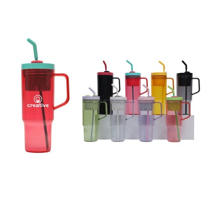 40oz Plastic Travel Mug Juice Cup With Straw