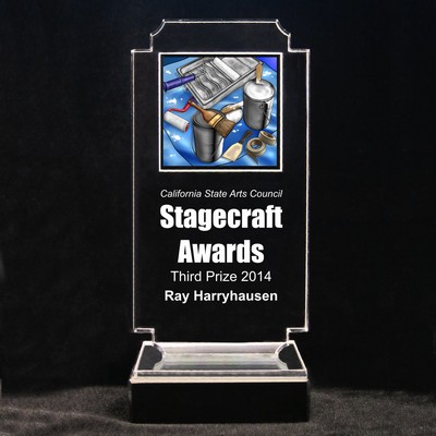 Acrylic and Marble Engraved Award - 6-3/4" Full-Color "Behind the Scenes" Panel