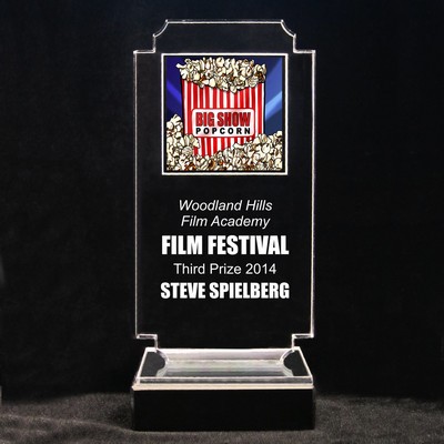 Acrylic and Marble Engraved Award - 6-3/4" Full-Color Movie Popcorn Panel