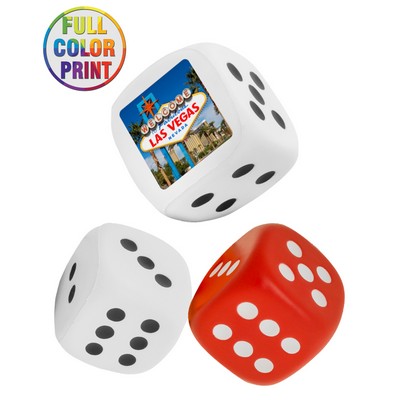 Union Printed - 2.75 inch - Dice Shaped Stress Balls Reliever with Full--Color Logo
