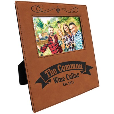 Rawhide Brown Leatherette Photo Frame (4" x 6") w/4" x 8" Engraving Area