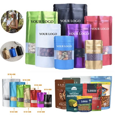 Zip Lock Bag With Window Metallic Plastic Pouch For Food