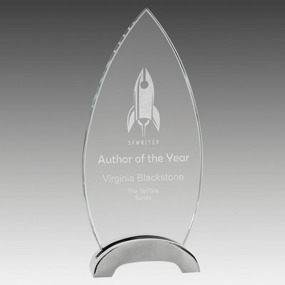 9.25" Oval Platinum Glass with Arch Metal Base