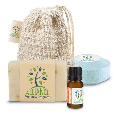 Loofah Bag with Soap, Essential Oil, and Shower Steamer