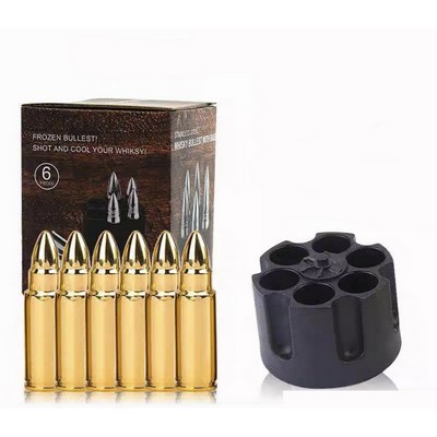 6 pcs Gold #12 Bullet Shape Stainless Steel Metal Ice Cube