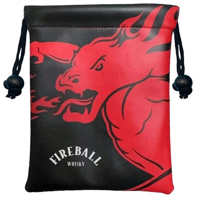 Digitally Printed Vegan Leather Drawstring Pouch (Made in Pakistan - no tariff penalty)