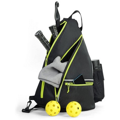 Men's Pickleball Bag,Women's Adjustable Sling Backpack,Fence Hook,Large Capacity,Safety Pocket
