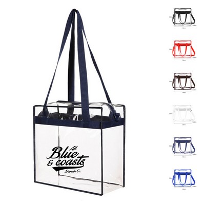 Clear PVC Waterproof Stadium Tote Bag with Zipper