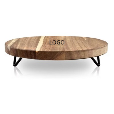 10-inch Decorative Round Acacia Wood Riser for Display Pedestal Tray
