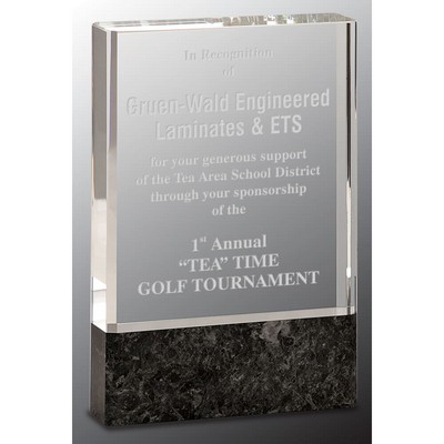 4" x 6" Clear Fusion Crystal Award with Genuine Black Marble