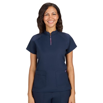 koi - Lite - Women's 4-Pocket Ombre Zipper Neck Limited Edition Rena Top