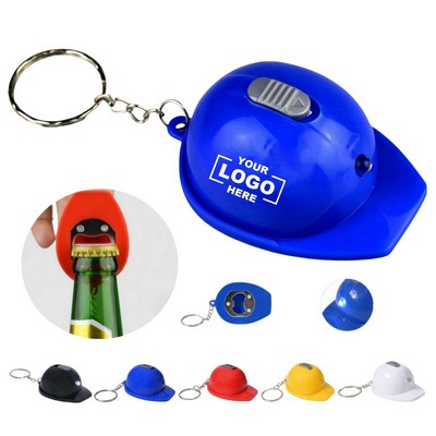 Safety Helmet Bottle Opener Keychain with LED
