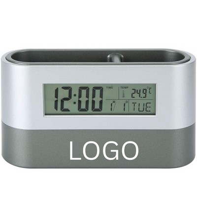 2 in 1 Alarm Clock Pen Holder with LCD Display