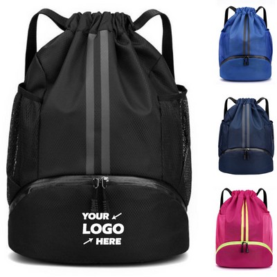 Drawstring Sports Backpack With Wet Dry Separation