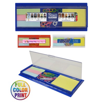 Union Printed - Sticky Note Set With Paper Clip & Ruler Full Color Logo