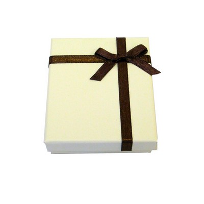 Chocolate Beige Cardboard Utility Box w/Bow