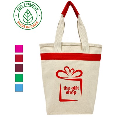 Gift & Wine Eco Friendly Canvas Tote w/Red Trim