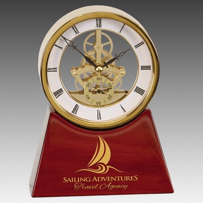 7.25" Executive Gold & Rosewood Piano Finish Clock