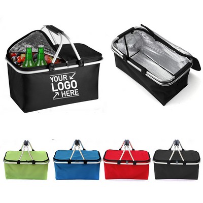 26L Collapsible Picnic Basket With Aluminum Handle