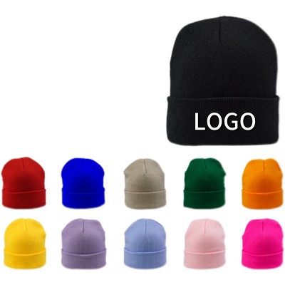 Solid Color Thick Knit Hat