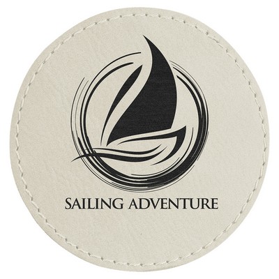 3" Round White Leatherette Patch with Adhesive
