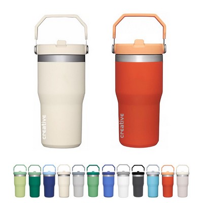 20Oz Stainless Steel Vacuum Bottle Flip Straw Tumbler