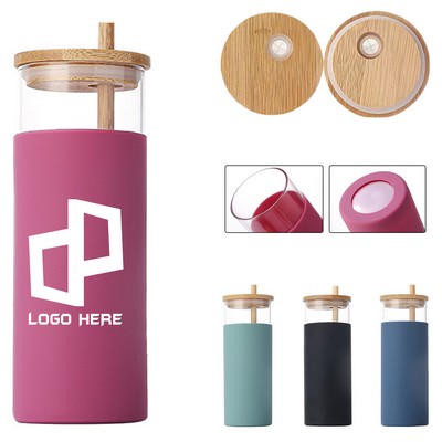 17Oz Straw Glasstumbler W/ Silicone Sleeve