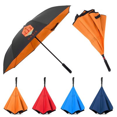 48" Arc Auto-open Two-Tone Reverse Umbrella (Full Color)