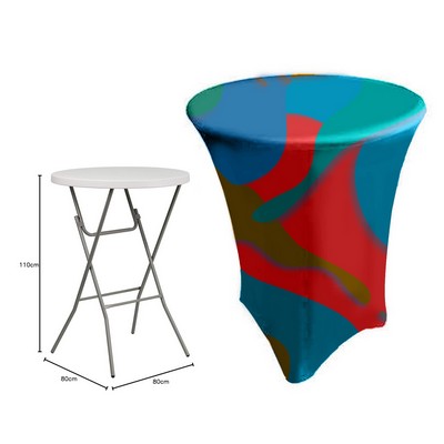 32 x 43 Inch Custom Printed Table Cover With Leg, Spandex Cocktail Table Cover
