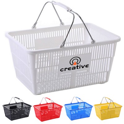 Sturdy Stackable Plastic Shopping Basket w/ Handles