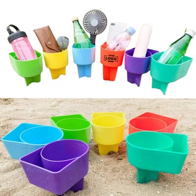Beach Cup Holder with Pocket Drink Sand Coaster